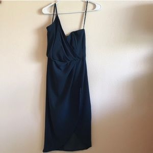 Blue one shoulder asymmetrical dress